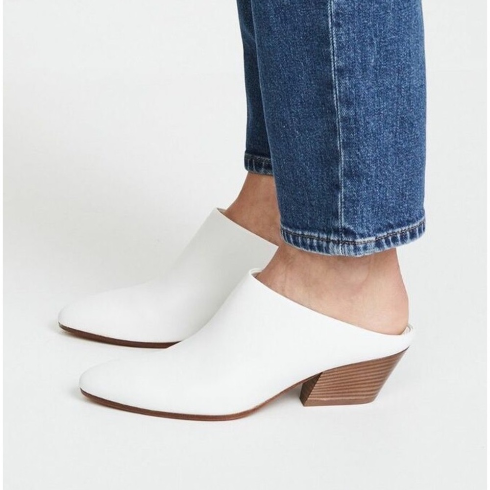 NIB Vince Vigo Optic White Leather Mules Women’s Sz 8 M